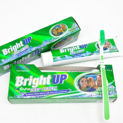China OEM brand green gel toothpaste with toothbrush